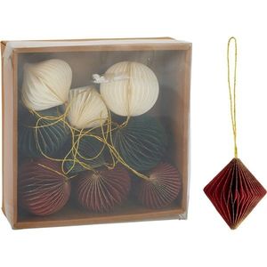 Súprava 9 ks vianočných ozdôb Ornaments, červená-zelená-biela, 6 cm, honeycomb vyobraziť