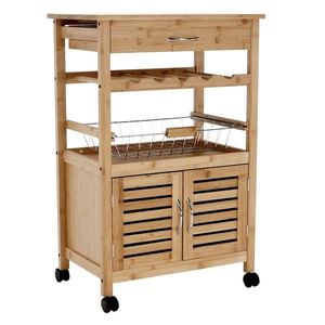 Servírovací vozík na kolieskach Navid, prírodná vyobraziť