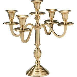 Kovový svietnik 5-ramenný 29x29x30 cm, farba zlatá, dekor 2 vyobraziť