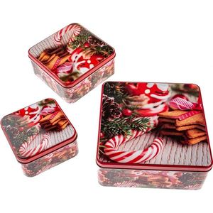 Súprava 3 hranatých plechových dóz Cukroví vyobraziť