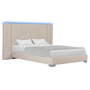 KONDELA Altesa manželská posteľ s roštom a led osvetlením béžová vyobraziť