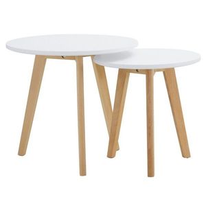 KONDELA Malto 2 New konferenčný stolík (2 ks) biela / buk vyobraziť