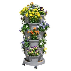 KONDELA Pixelt kaskádový kvetináč sivá vyobraziť