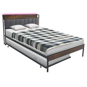 KONDELA Nordo manželská posteľ s roštom a prístelkou 160x200 cm čierna / rustikálne drevo / sivá vyobraziť