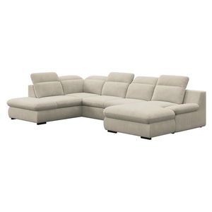 KONDELA Loreta Roh U L rohová sedačka u s rozkladom a úložným priestorom piesková vyobraziť