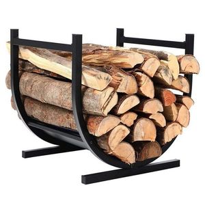 KONDELA Zenra kovový kôš na drevo čierna vyobraziť