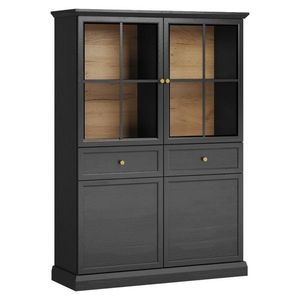 KONDELA Locca W4D2S štvordverová vitrína čierny grafit vyobraziť