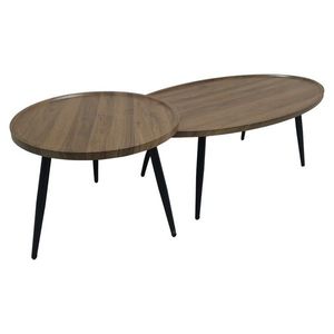 KONDELA Silvio okrúhly konferenčný stolík (2 ks) dub / čierna vyobraziť