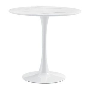 KONDELA Lorian 80 okrúhly jedálenský stôl svetlý mramor / biela vyobraziť