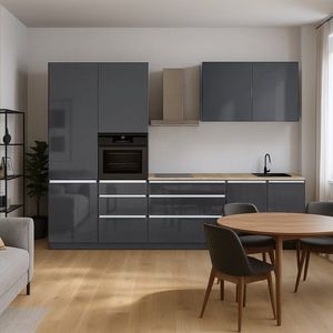 KONDELA Asti 330 kuchynská linka 330 antracit extra vysoký lesk / antracit vyobraziť