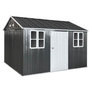 KONDELA Gabko plechový záhradný domček 360x310x250 cm antracit / biela vyobraziť