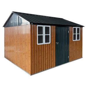 KONDELA Gabko plechový záhradný domček 360x310x250 cm hnedá / antracit vyobraziť