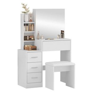 KONDELA Radas toaletný stolík s taburetkou biela vyobraziť