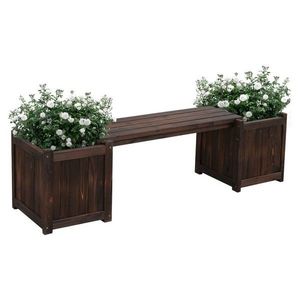 KONDELA Sasil drevená záhradná lavička s kvetináčmi hnedá vyobraziť