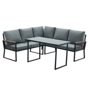 KONDELA Farly záhradný nábytok čierna / sivá / prírodná vyobraziť