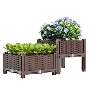 KONDELA Utlan plastový kvetináč 2 ks hnedá vyobraziť