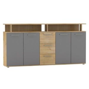 KONDELA Albi štvordverová komoda so zásuvkami dub artisan / grafit vyobraziť