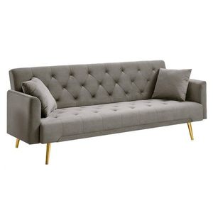 KONDELA Alisia rozkladacia pohovka sivohnedá (taupe) / gold chróm zlatý vyobraziť