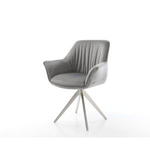 Jedálenská stolička Keila-Flex s opierkami zamat sivá krížová podstava vyobraziť