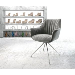 Jedálenská stolička Keila-Flex s opierkami zamat sivá krížová podstava vyobraziť