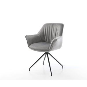 Jedálenská stolička Keila-Flex s opierkami zamat sivá kovová podstava vyobraziť