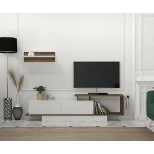 TV skrinka / Obývacia stena Asos - White, Walnut vyobraziť