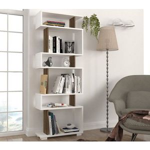 Knižnica Blok - White, Walnut vyobraziť