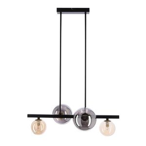 Závesná lampa Kama 4x28W G9 čierno-zlatá, grafitové a jantárové tienidlá, moderný štýl, elegantné stropné svietidlo vyobraziť