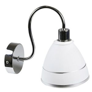 Chrómová nástenná lampa, biele tienidlo s pruhom, 40W E14 Elf vyobraziť