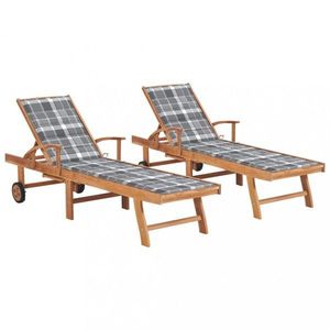 Záhradné lehátko 2ks masívny teak / látka Dekorhome vyobraziť
