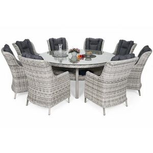 Záhradný jedálenský set guľatý 8+1 polyratan / sklo Hnedá vyobraziť