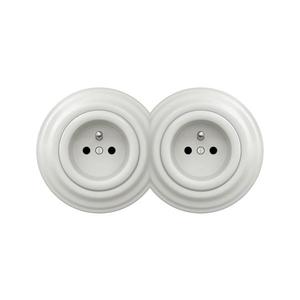 lap - Dvojitá retro domová zásuvka s rámčekom, 230 V, biela 2xKA0008+2xKA0006 vyobraziť