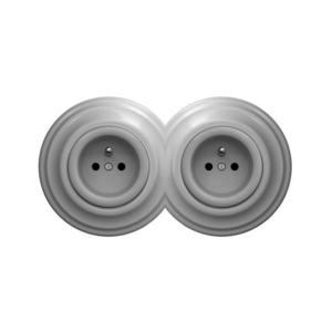 lap - Dvojitá retro domová zásuvka s rámčekom 230 V, sivá 2xKA0053+2xKA0051 vyobraziť