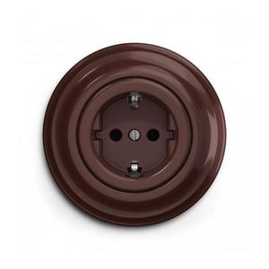 lap - Retro domová zásuvka s rámčekom SCHUKO 230V/16A hnedá KA0034+KA0109 vyobraziť