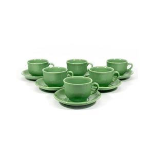 Čajová sada 6x keramická šálka s podšálkou zelená vyobraziť