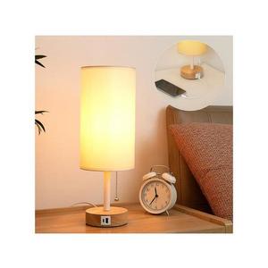 Brilagi - Stolová lampa s USB portom TABLON 1xE27/25W/230V dub/biela/krémová BRI600 vyobraziť