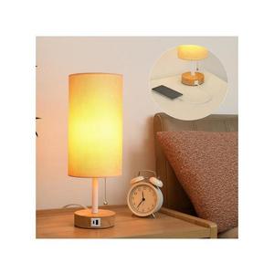 Brilagi - Stolná lampa s USB portom TABLON 1xE27/25W/230V dubová/biela/béžová BRI602 vyobraziť