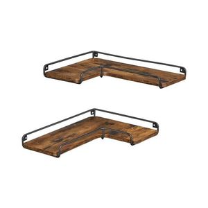 Sada 2x nástenných políc SHELFY hnedá/čierna LLS831B01 vyobraziť