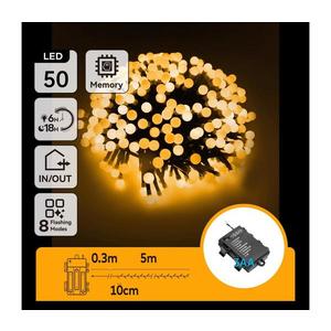 B.V. - LED Vonkajšia vianočná reťaz 50xLED/8 funkcií 3xAA 5, 3m IP44 teplá biela B10303K5H vyobraziť