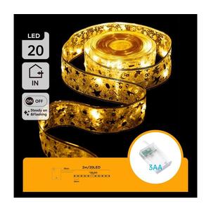 B.V. - LED Vianočný reťaz 20xLED/3xAA 2m teplá biela zlatá B103033X9 vyobraziť