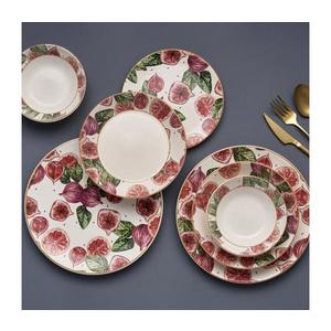 Jedálenská súprava 24 ks – keramická, červená/biela/zelená 492PST1113 vyobraziť