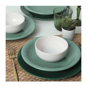 Jedálenská súprava 18 ks, zelená/biela, keramika 275KRM1970 vyobraziť