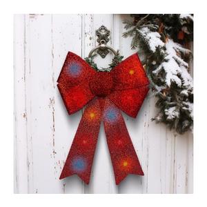 LED RGB vianočná dekorácia 11×LED/3×LR44 40×30 cm červená mašľa gl-58956C vyobraziť