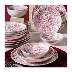 18-dielna jedálenská súprava, porcelán, červená/biela 387GRP1391 vyobraziť