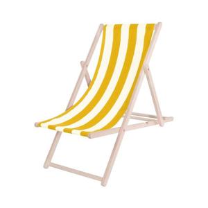 Záhradné lehátko žlté/biele/bukové PSWSY vyobraziť