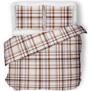 Bavlnené obliečky KOBES kockované 160x200 cm biele/hnedé vyobraziť