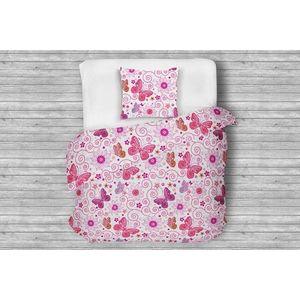 Detské obliečky PILIO 140x200 cm s motýľmi ružové/biele vyobraziť