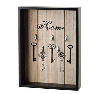 Dřevěná skříňka na klíče STACY Key 22x5x28, 5 cm černá/hnědá vyobraziť