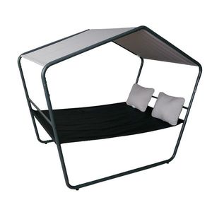 Dvoumístné zahradní lehátko se stříškou Luck šedo-černé vyobraziť