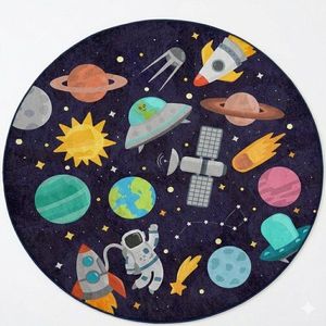 Tmavomodrý prateľný detský hrací koberec ø120 cm Into The Space – Mila Home vyobraziť